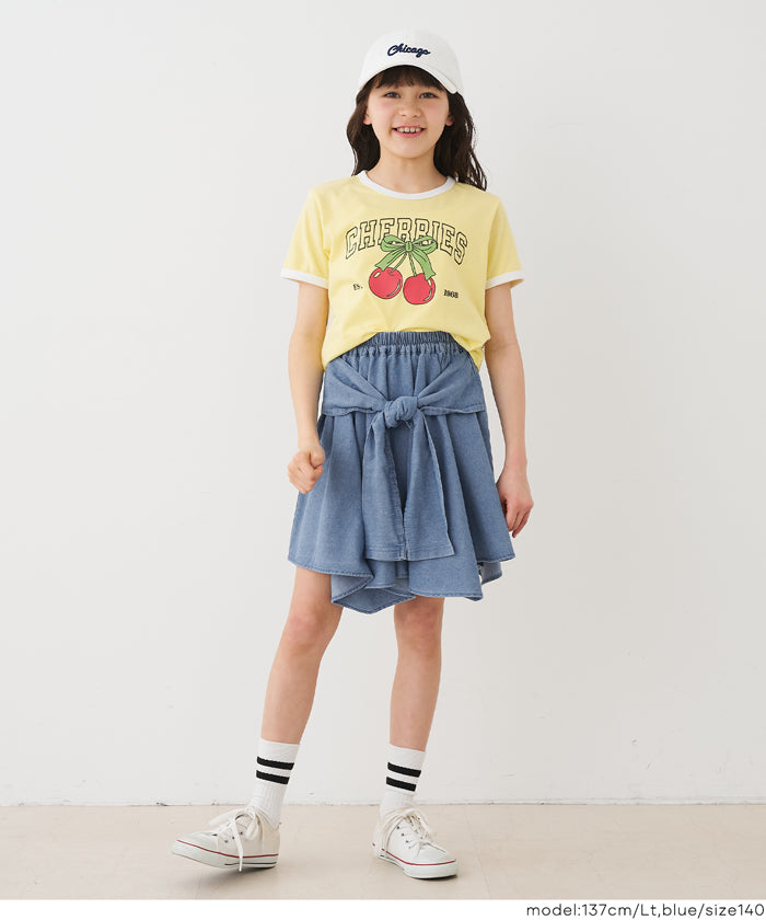 セール☆1990円→990円 デニム腰巻風スカート キッズ メール便不可