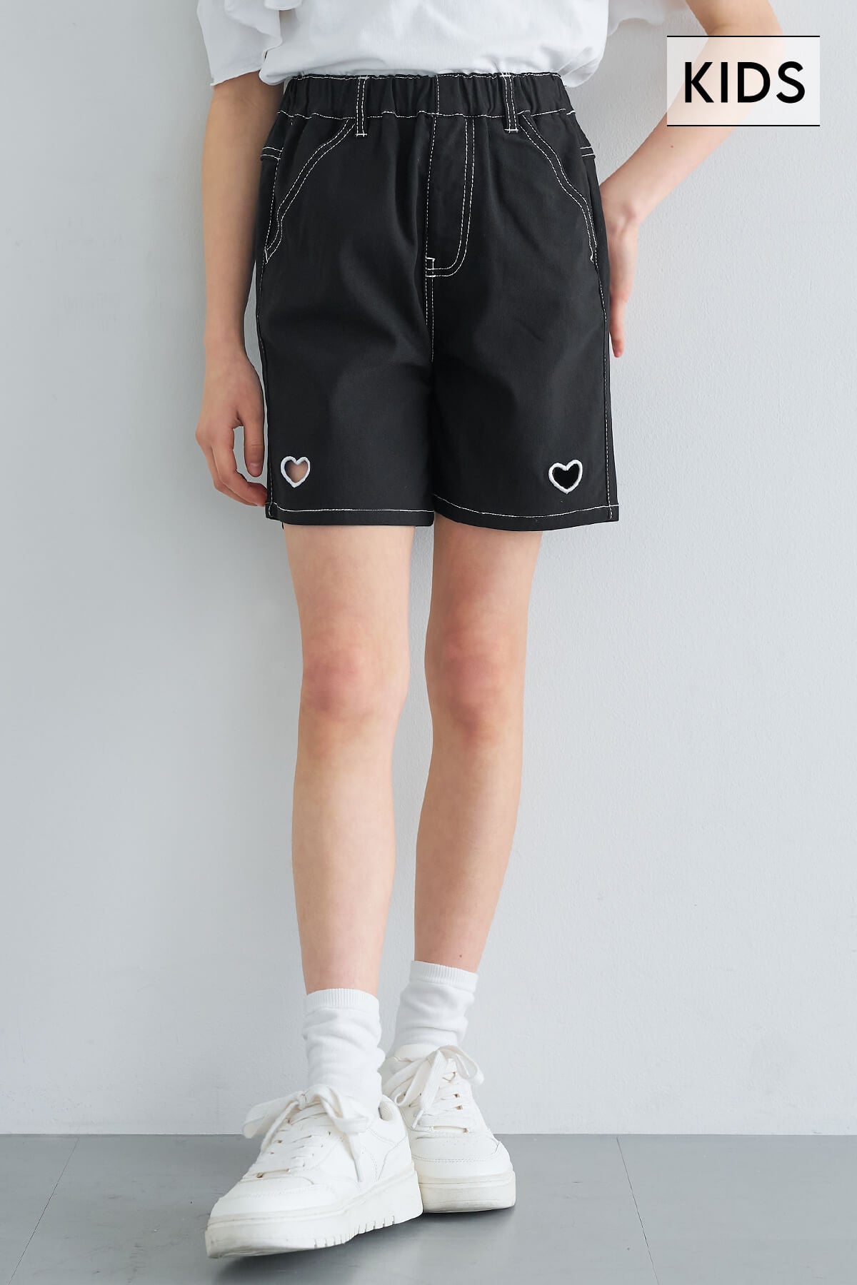 familiar ボート刺繍 Tシャツ・ショートパンツ・リュックセット セットアップ 刺繍英字ロゴ サイド3本ライン ショートパンツ 大きい