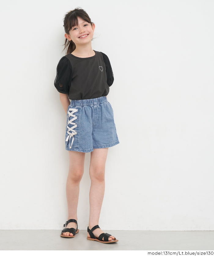 デニムレースアップショートパンツ キッズ メール便不可 – coca公式ストア