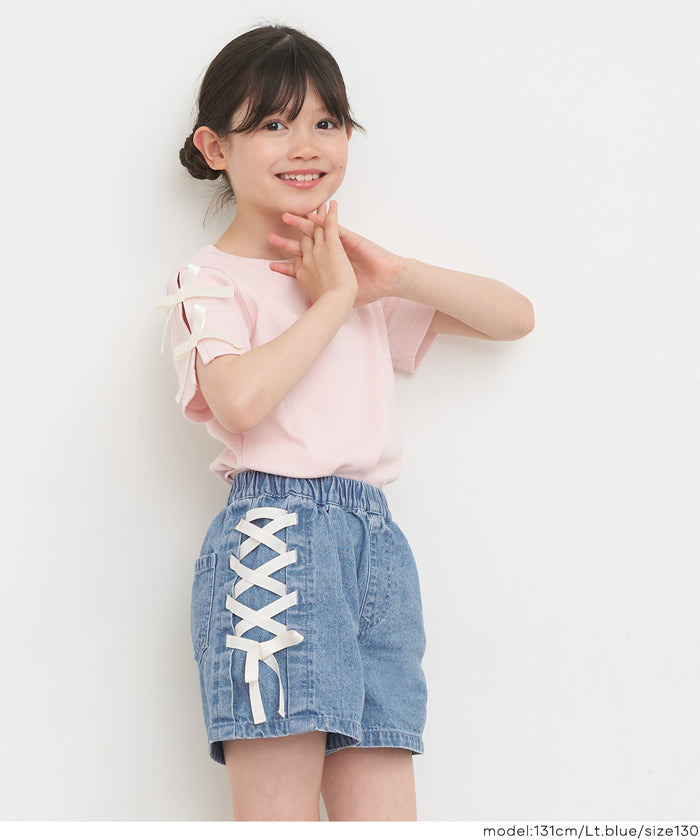 デニムレースアップショートパンツ キッズ メール便不可 – coca公式ストア