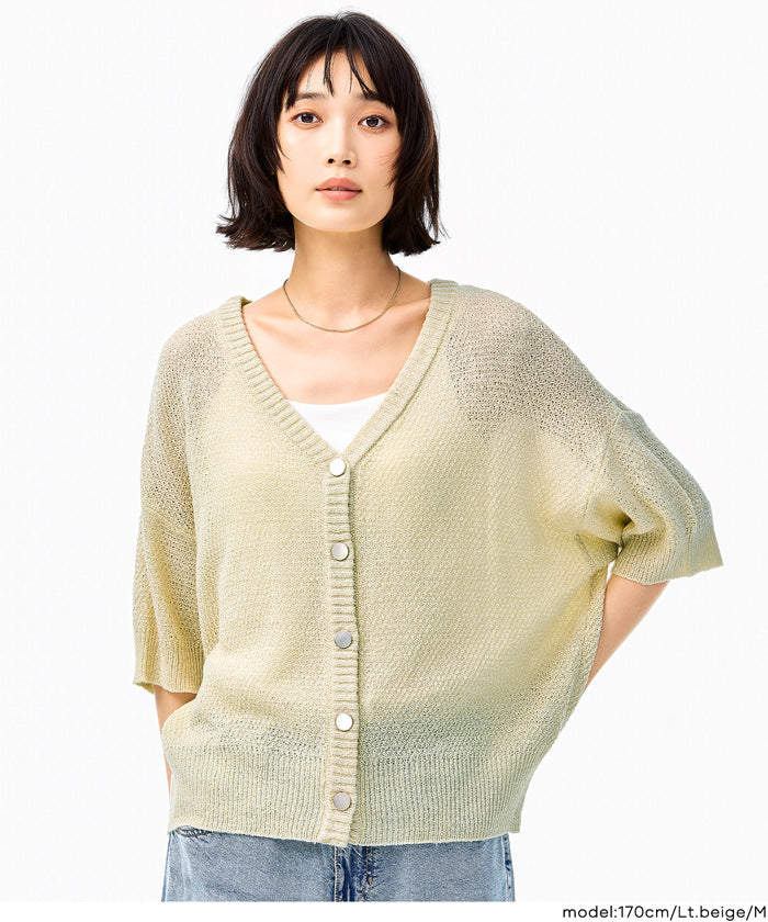 【ベージュ】メッシュニット ポロ カーディガン / サマーニット UNITED ARROWS green label relaxing メッシュ ポロカーディガン
