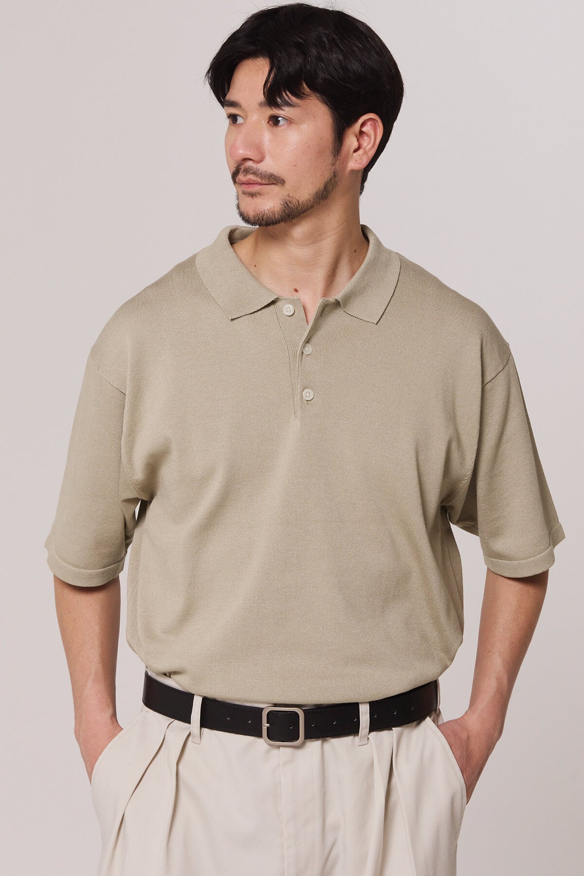 plyy men by RAGNE KIKAS 半袖ニットポロ ヨウジヤマモト ニットシャツ CHOYA URBAN STYLE ニット 鹿の子ニット 半袖 ポロシャツ