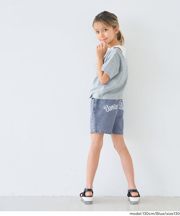 デニムヒッププリントショートパンツ キッズ メール便不可 – coca公式