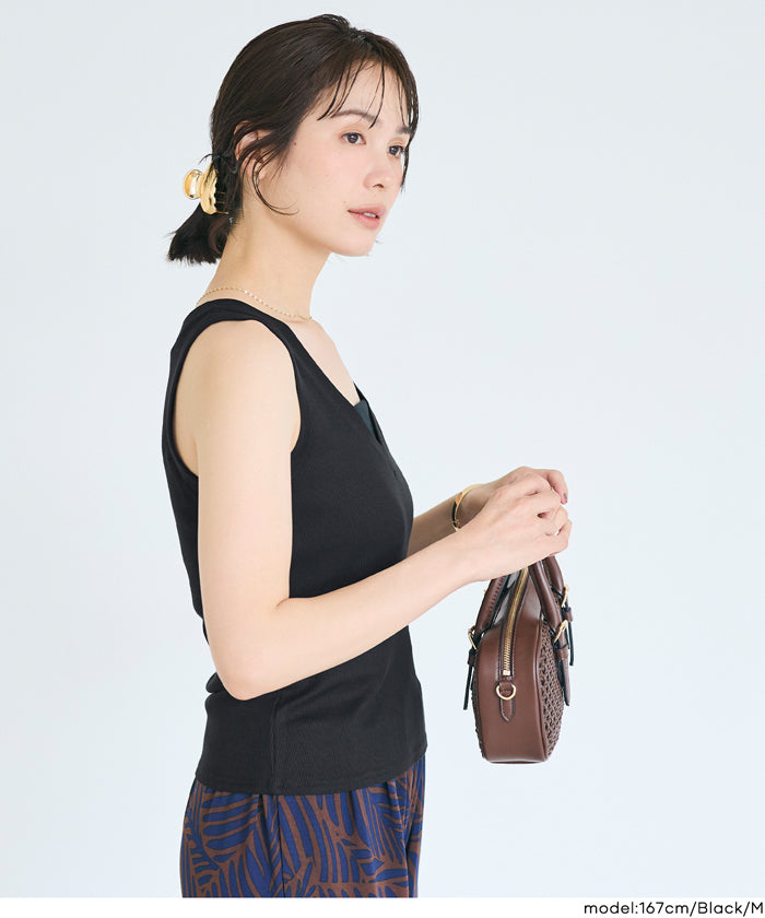 セール☆1290円→990円 Vネックリブタンクトップ レディース メール便