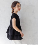 Kids 100-140 Frill Tunic Embossed French Sleeve Easy Care Gathered Flare Girl Kids Original Children's Clothing Mail Delivery Available