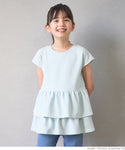 Kids 100-140 Frill Tunic Embossed French Sleeve Easy Care Gathered Flare Girl Kids Original Children's Clothing Mail Delivery Available