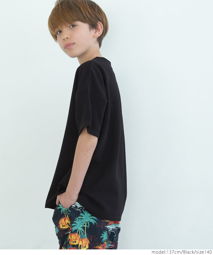 キッズ 100-140 トップス エンボス ワイドシルエット ポケット Tシャツ 無地 半袖 男の子 キッズオリジナル 子供服 メール便可 coca コカ FB25