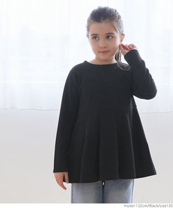 Sale ★ 1290 yen → 550 yen Kids 100-130 Children's clothing Tunic Embossed Pleated Tuck Medium length Crew neck Girl Kids original No mail delivery Coca