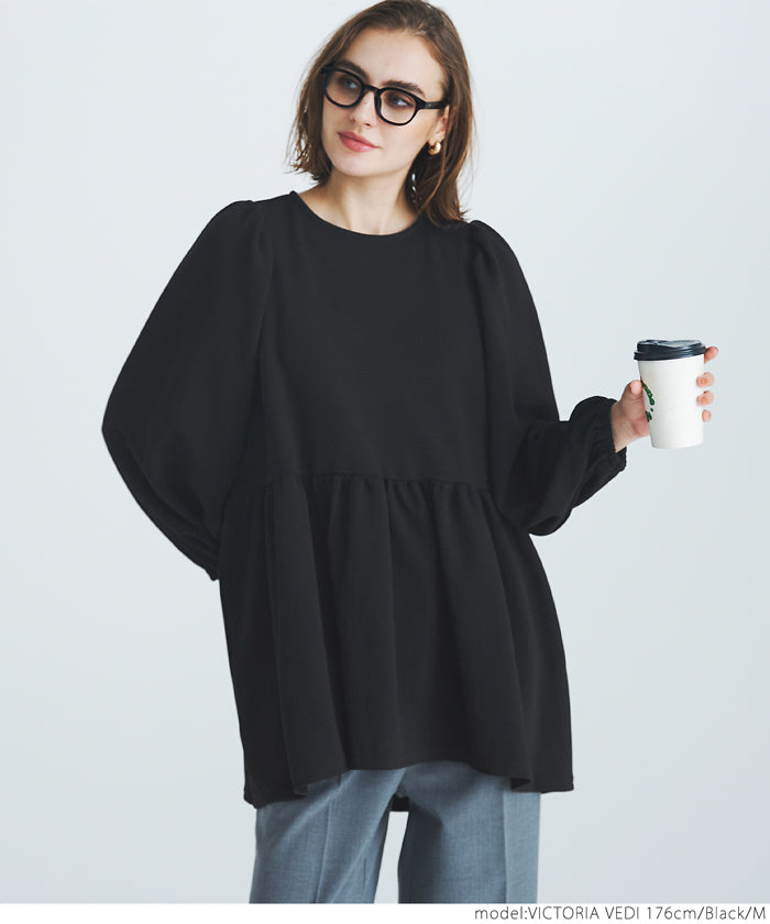 Cut and sew ladies embossed volume sleeve tiered gathered pullover elastic maternity mail delivery not possible 23ss coca coca