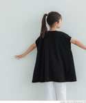 Kids 100-140 cut-and-sew embossed sleeveless A-line flare silhouette plain tail cut girls parent-child matching children's clothes mail delivery not possible coca coca