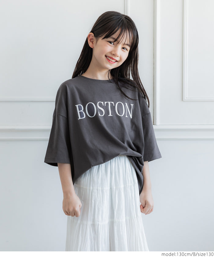 セール★790円→550円 キッズ 110-140 ロゴTシャツ 英字 半袖 プルオーバー ビックシルエット 男女兼用 親子お揃い 子供服 メール便可 coca コカ