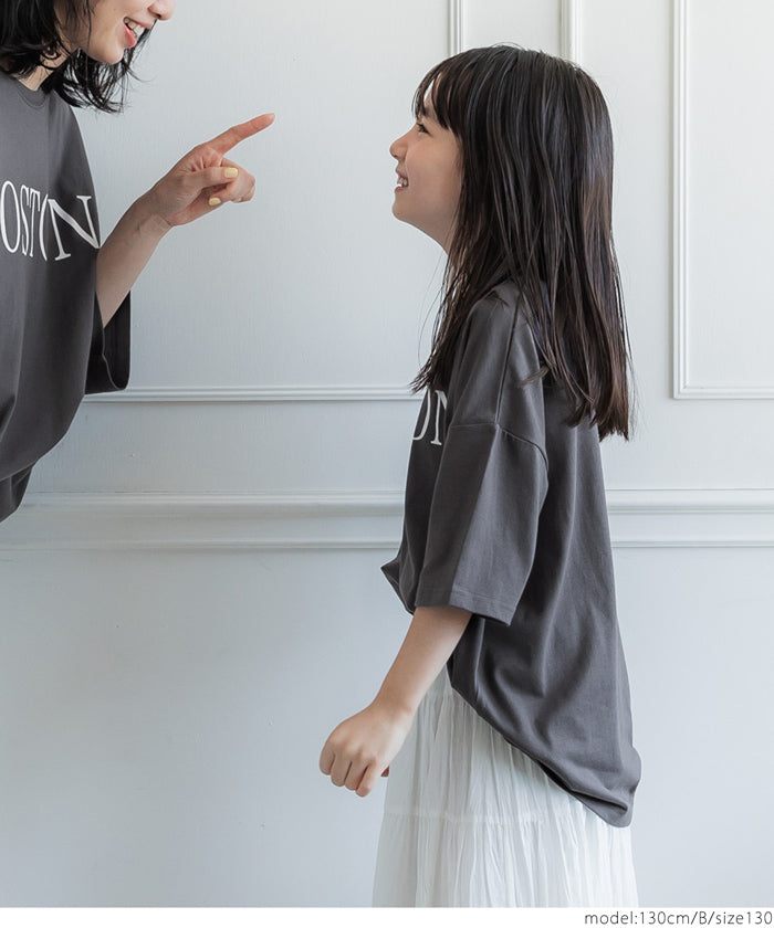 セール★790円→550円 キッズ 110-140 ロゴTシャツ 英字 半袖 プルオーバー ビックシルエット 男女兼用 親子お揃い 子供服 メール便可 coca コカ