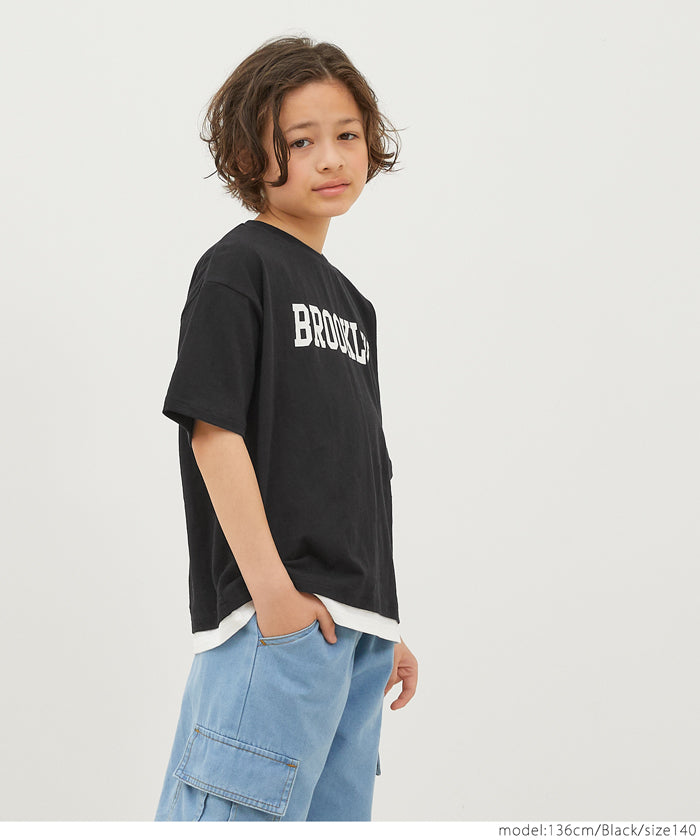 キッズ 110-140 Tシャツ プリント レイヤード ロゴ 半袖 丸首 カジュアル コットン カジュアル 男の子 キッズオリジナル 子供服 メール便可 coca コカ