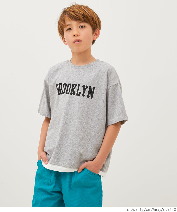 キッズ 110-140 Tシャツ プリント レイヤード ロゴ 半袖 丸首 カジュアル コットン カジュアル 男の子 キッズオリジナル 子供服 メール便可 coca コカ