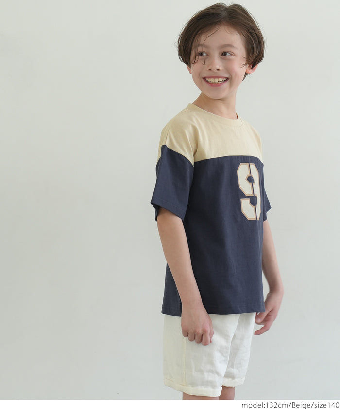 【アウトレット返品交換不可】キッズ 110-140 Tシャツ ナンバリング クルーネック ミディ丈 半袖 男の子 キッズオリジナル 子供服 メール便可 coca