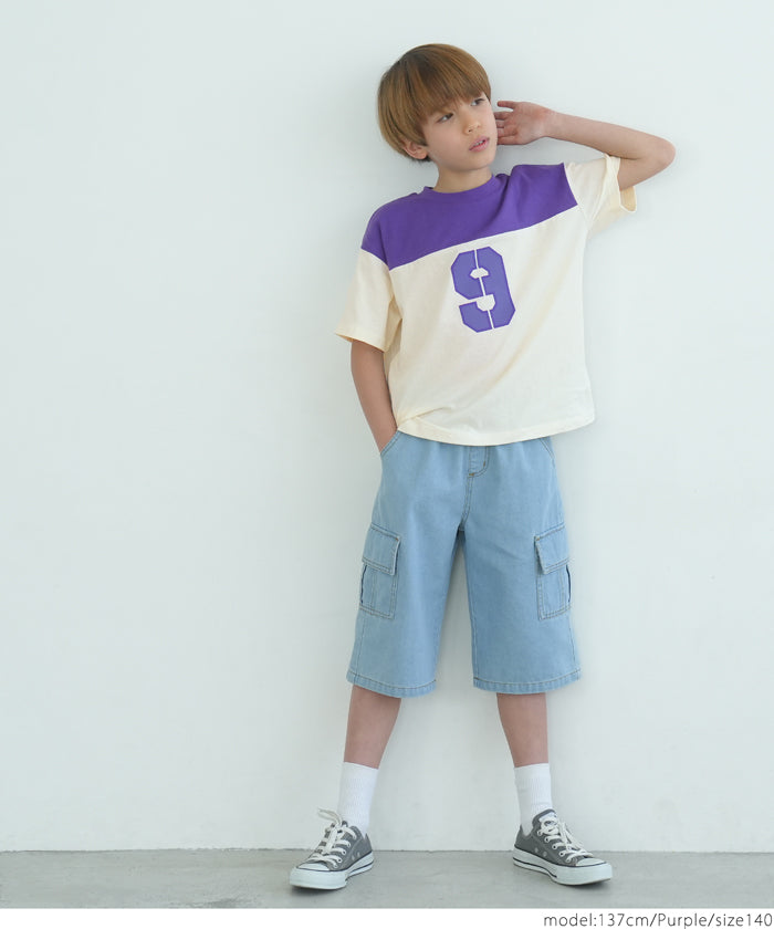 【アウトレット返品交換不可】キッズ 110-140 Tシャツ ナンバリング クルーネック ミディ丈 半袖 男の子 キッズオリジナル 子供服 メール便可 coca