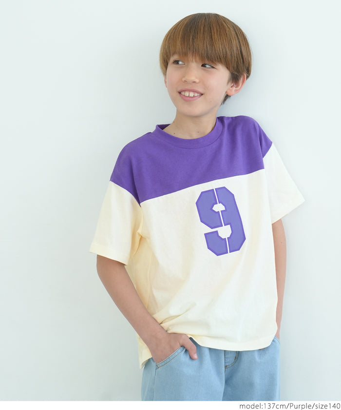 【アウトレット返品交換不可】キッズ 110-140 Tシャツ ナンバリング クルーネック ミディ丈 半袖 男の子 キッズオリジナル 子供服 メール便可 coca