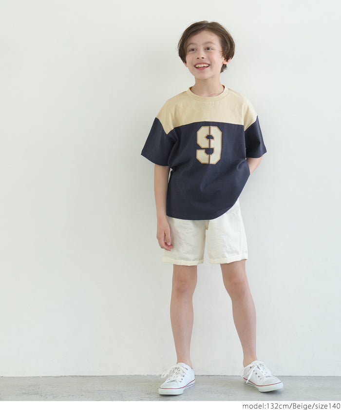 【アウトレット返品交換不可】キッズ 110-140 Tシャツ ナンバリング クルーネック ミディ丈 半袖 男の子 キッズオリジナル 子供服 メール便可 coca