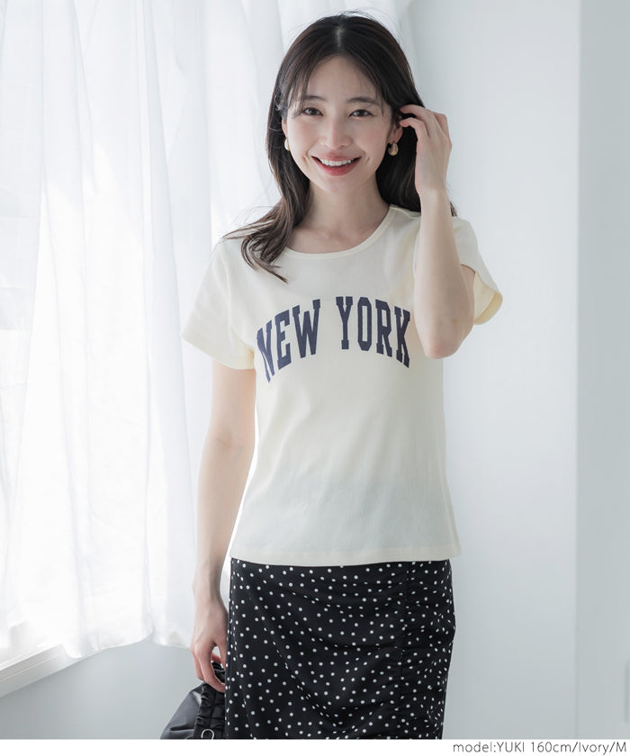 セール★1290円→990円 Tシャツ レディース 英字 ロゴT リブ ストレッチ 半袖 クルーネック プルオーバー カジュアル カットソー メール便可 24ss coca コカ