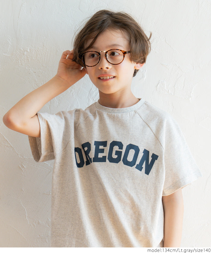 セール★990円→550円 キッズ 120-150 Tシャツ 丸首 ロゴ カレッジ 半袖 コットン ロゴT カットソー ミディアム丈 男の子 キッズオリジナル 子供服 メール便可