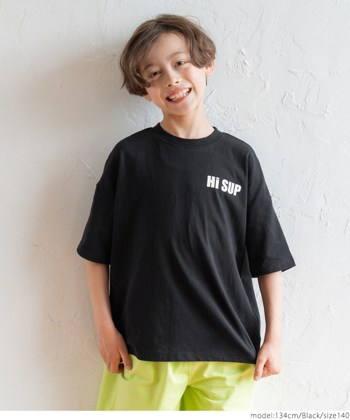 セール★990円→790円 キッズ 120-150 Tシャツ プリント ロゴ 英字 ビックシルエット 半袖 コットン クルーネック 男の子 キッズオリジナル 子供服 メール便可 coca コカ