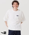 Tシャツ メンズ ワッペン ワンポイント 英字 オーバーサイズ ビッグシルエット クルーネック ミディアム丈 半袖 薄手 メール便可 24ss coca コカ