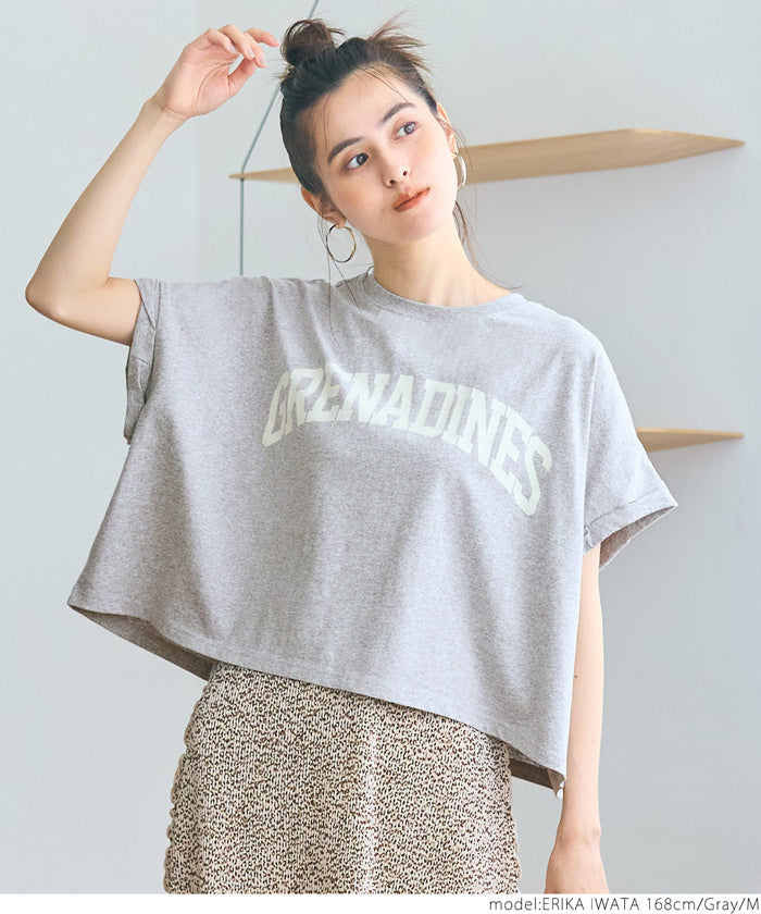 Tシャツ レディース カットソー ロゴ 英字 ロールアップ プリント 半袖 クルーネック コットン生地 メール便可 24ss coca コカ