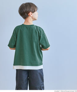 キッズ 120-150 Tシャツ カレッジロゴ レイヤード風 コットン クルーネック ミディアム丈 半袖 男の子 キッズオリジナル 子供服 メール便可 coca コカ