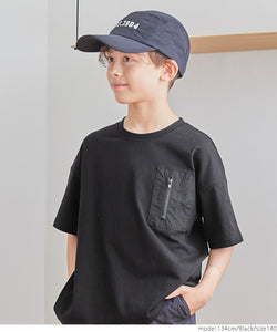 キッズ 120-150 Tシャツ 半袖 胸ポケット 異素材 無地 薄手 シンプル クルーネック 男の子 キッズオリジナル 子供服 メール便可 coca コカ