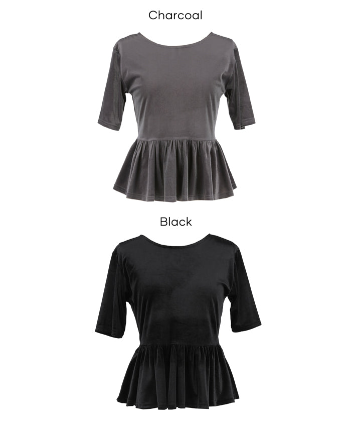 CFCL⭐︎ペプラムトップス セール☆1690円→990円 ベロアペプラムトップス レディース メール便