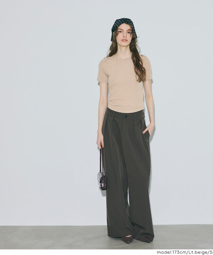 ボートネックリブ半袖トップス レディース メール便不可 – coca