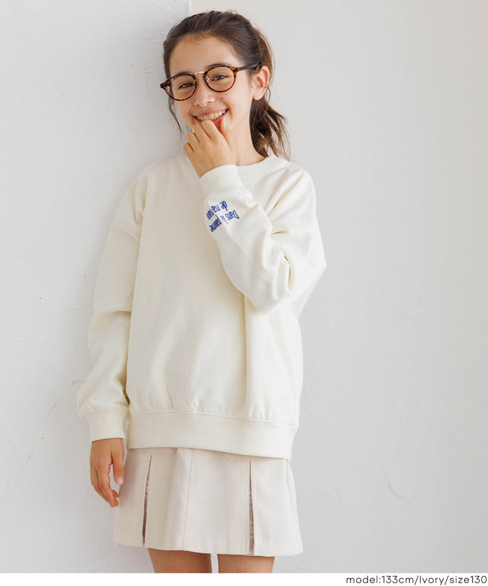 【わわわ】★美品★袖ロゴ★スウェット★キッズ164cm★レディースXS相当 親子お揃いヘビーウェイト裏毛ロゴスウェット キッズ メール便不可