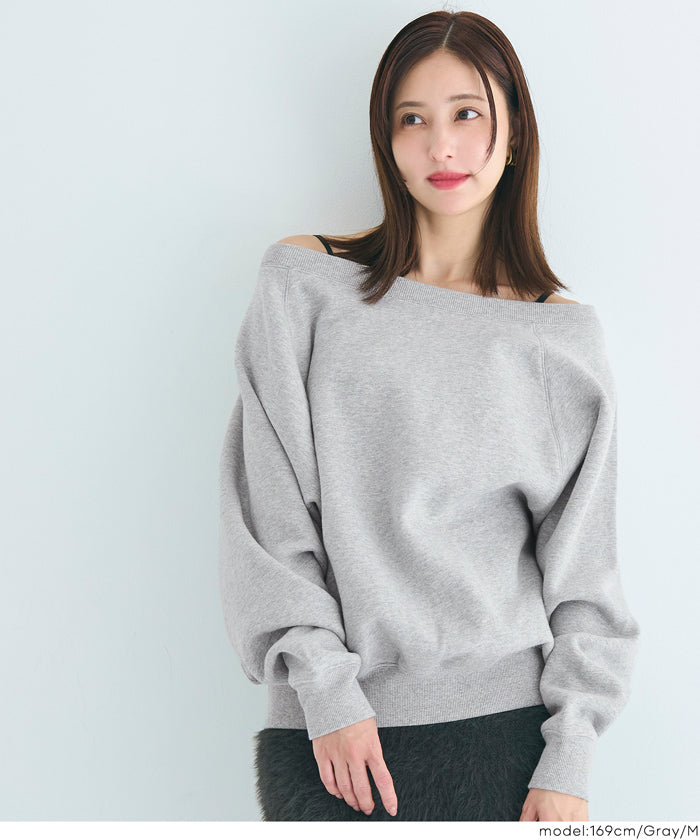 セール☆2690円→1990円 裏起毛 オフショルダースウェット レディース
