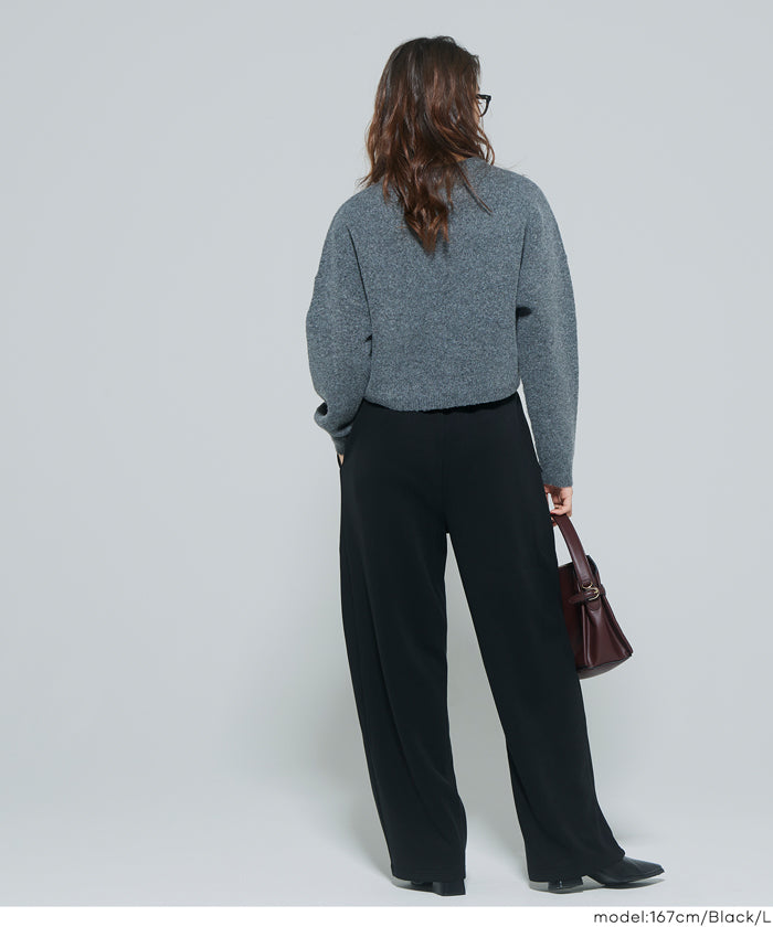 DAILY WARM】裏起毛ソフトスウェットワイドパンツ レディース メール便