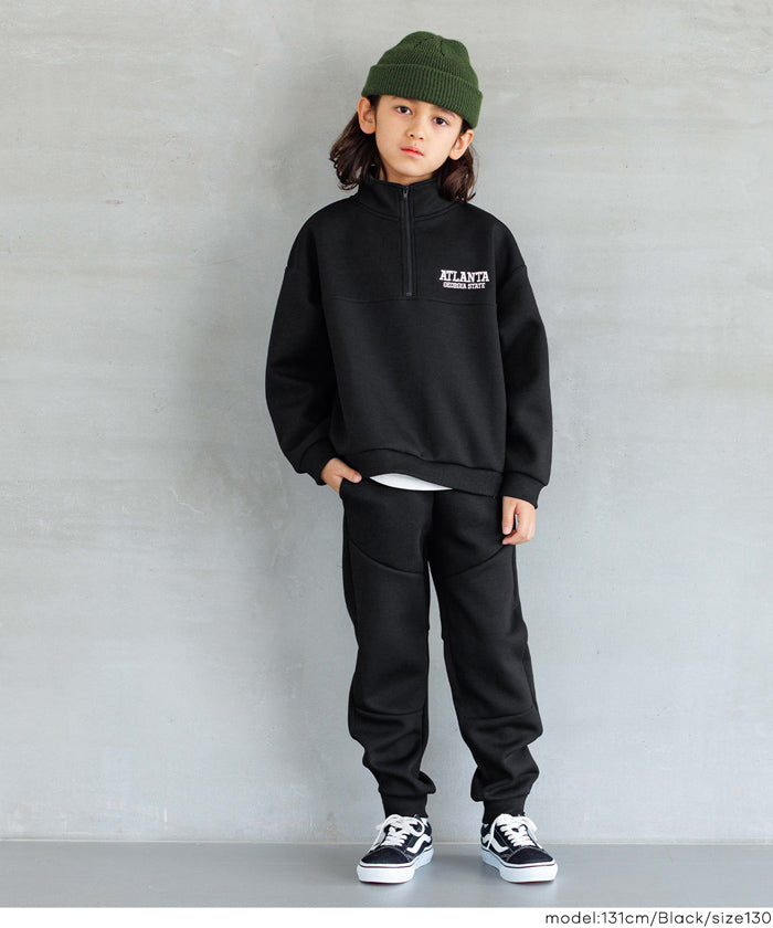 ソフトスウェットハーフジップトップス キッズ メール便不可