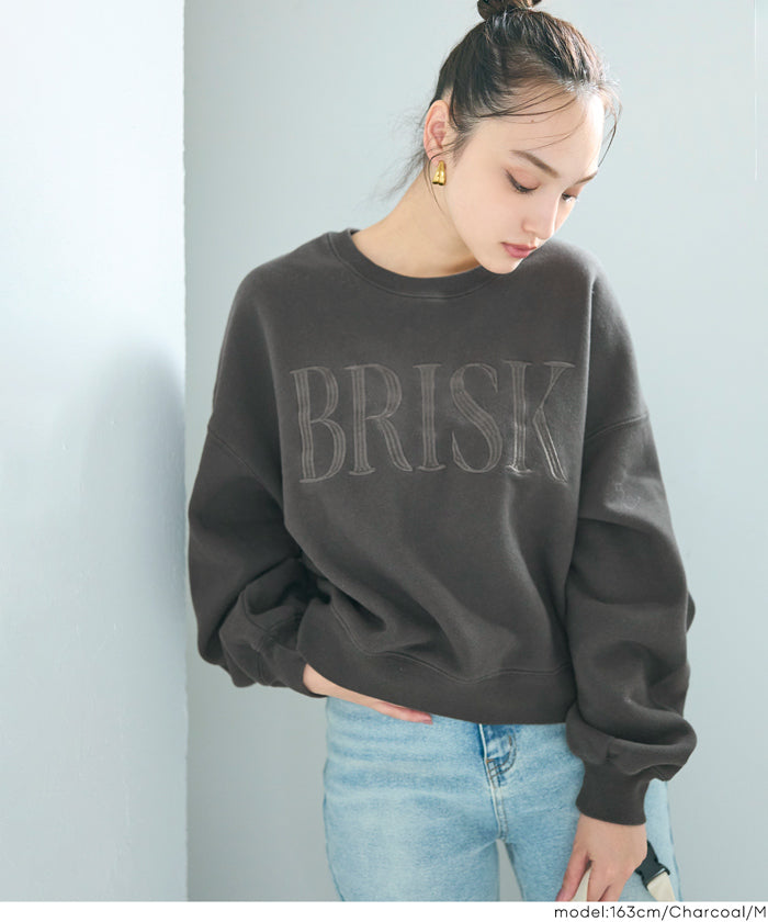 ヘビーウェイト裏起毛ビンテージ加工ロゴスウェット レディース