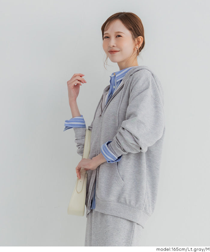 セール☆2490円→1990円 EAZY TEX ポリエステル裏毛ベーシックZIP