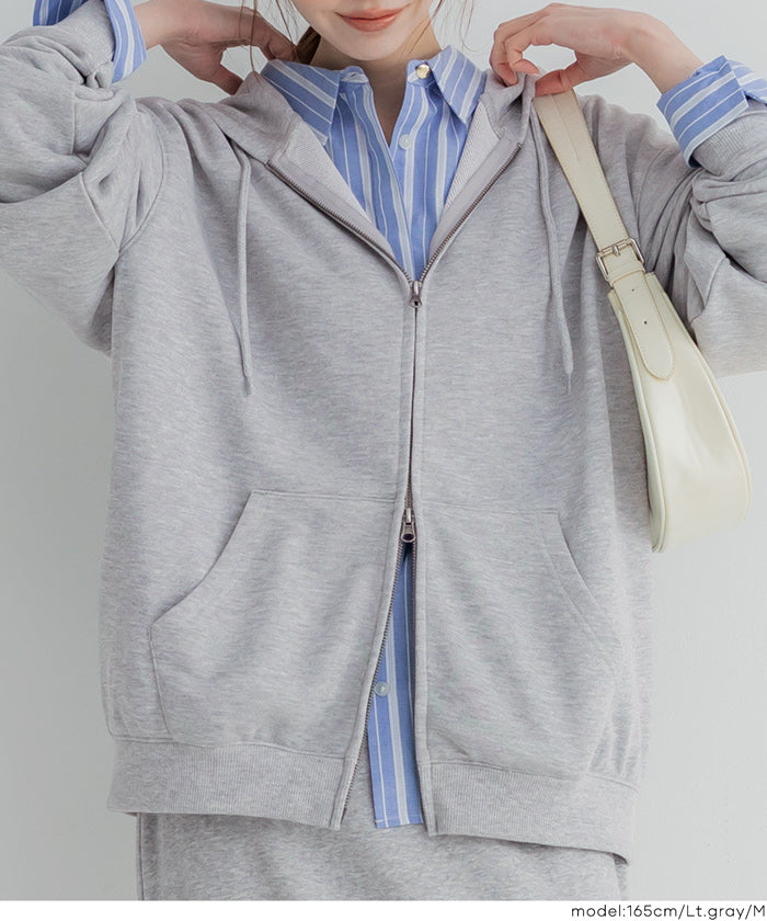 EAZY TEX ポリエステル裏毛ベーシックZIPパーカー メンズ レディース