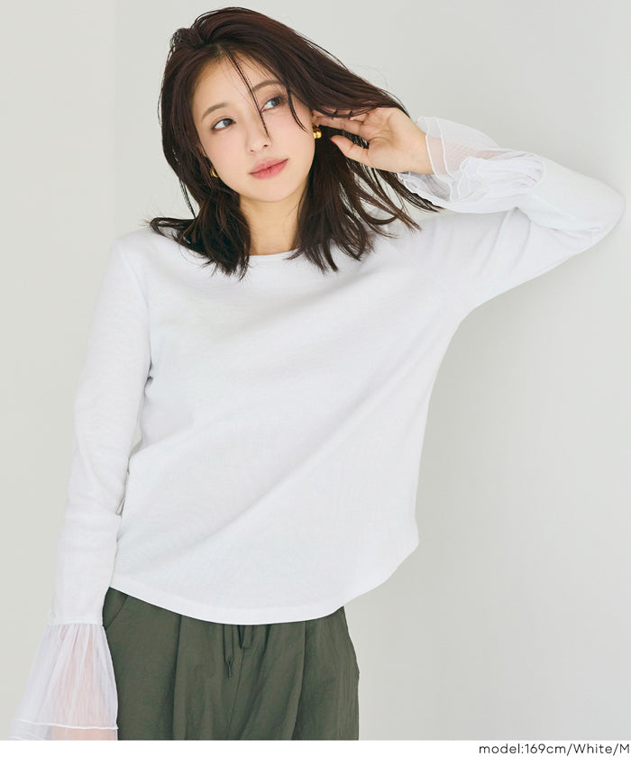 袖チュール切り替えトップス レディース メール便不可 – coca公式ストア