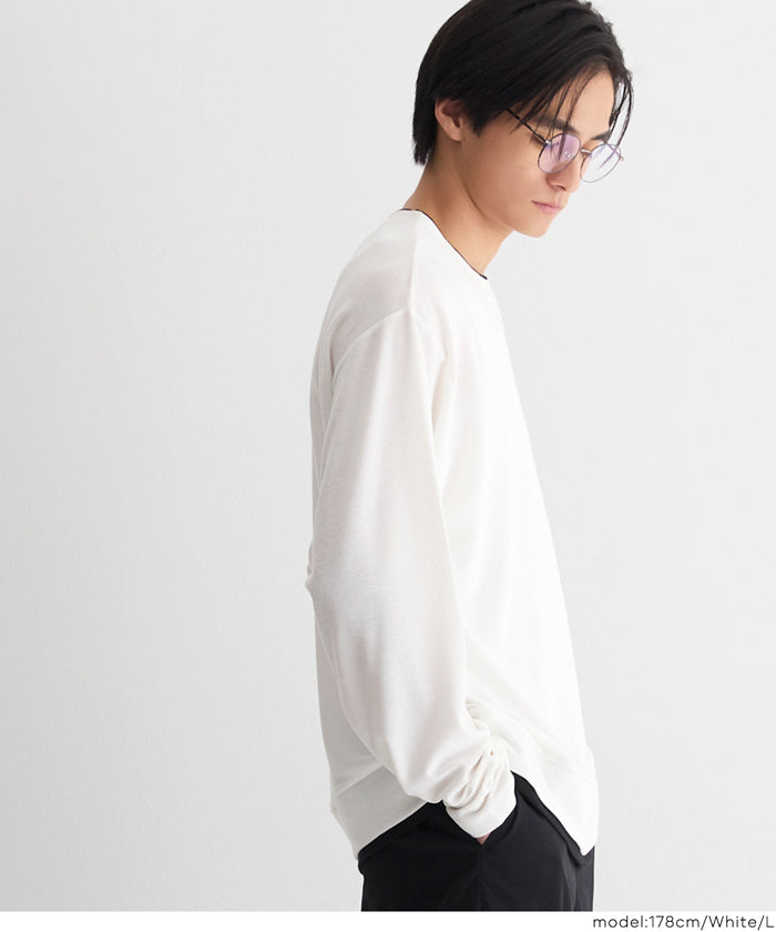 セール☆1690円→990円 ミニワッフルレイヤード風ロンT メンズ メール