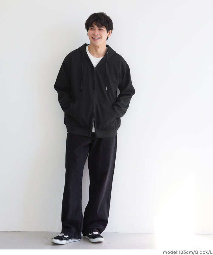 セール☆2490円→1990円 エンボスワイドZIPパーカー メンズ メール便