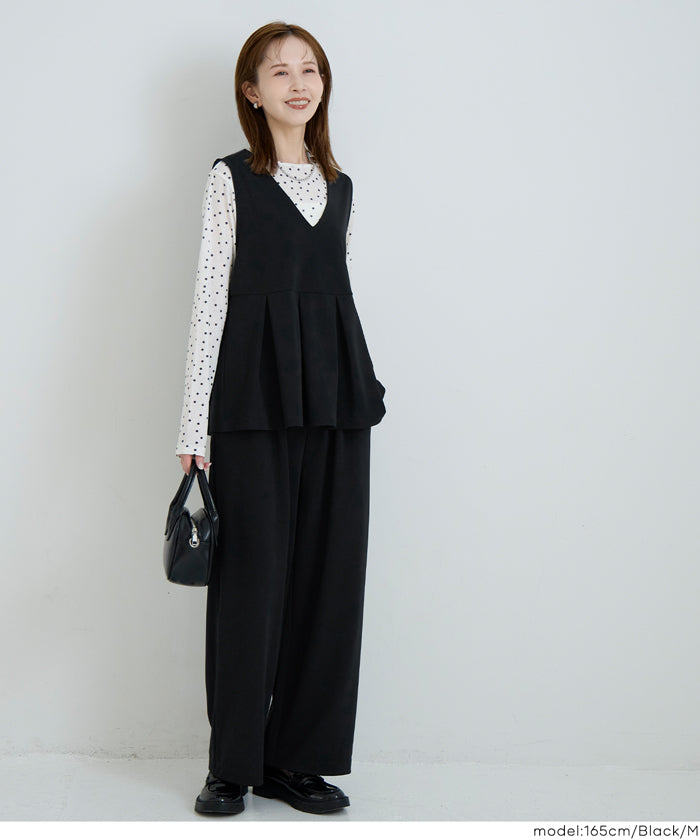 カットジョーゼットタックペプラムベスト レディース メール便不可