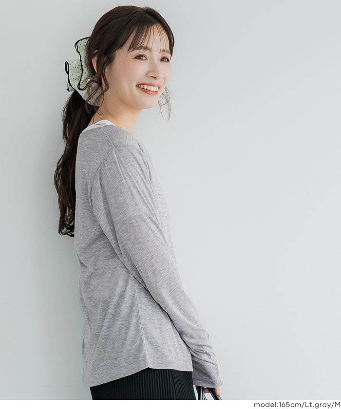 セール☆1290円→550円 ワンショルダーシアー長袖Tシャツ レディース