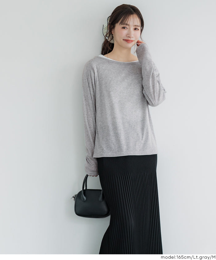 セール☆1290円→550円 ワンショルダーシアー長袖Tシャツ レディース