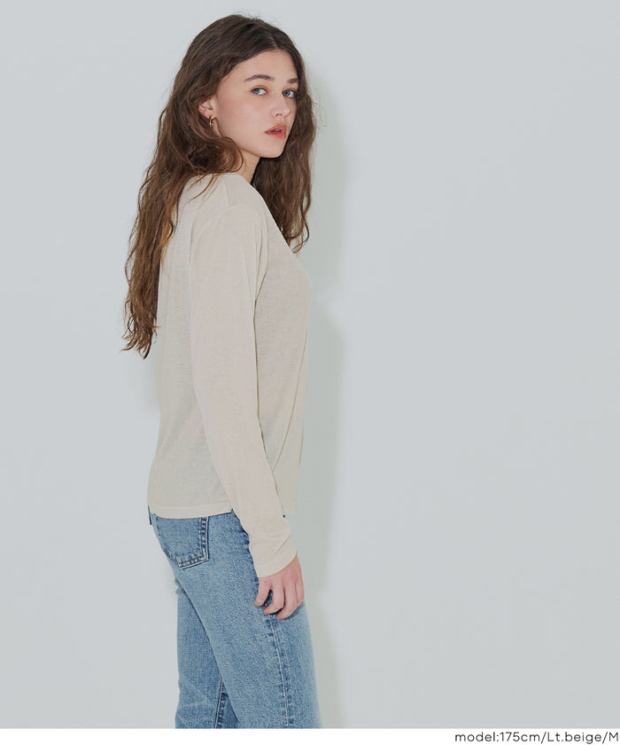 セール☆1290円→550円 ワンショルダーシアー長袖Tシャツ レディース