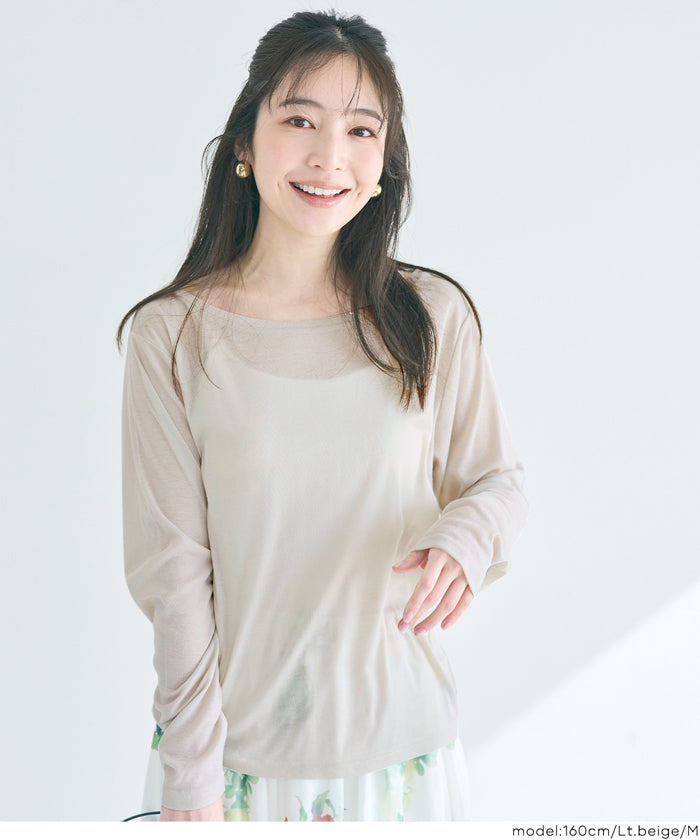セール☆1290円→550円 ワンショルダーシアー長袖Tシャツ レディース