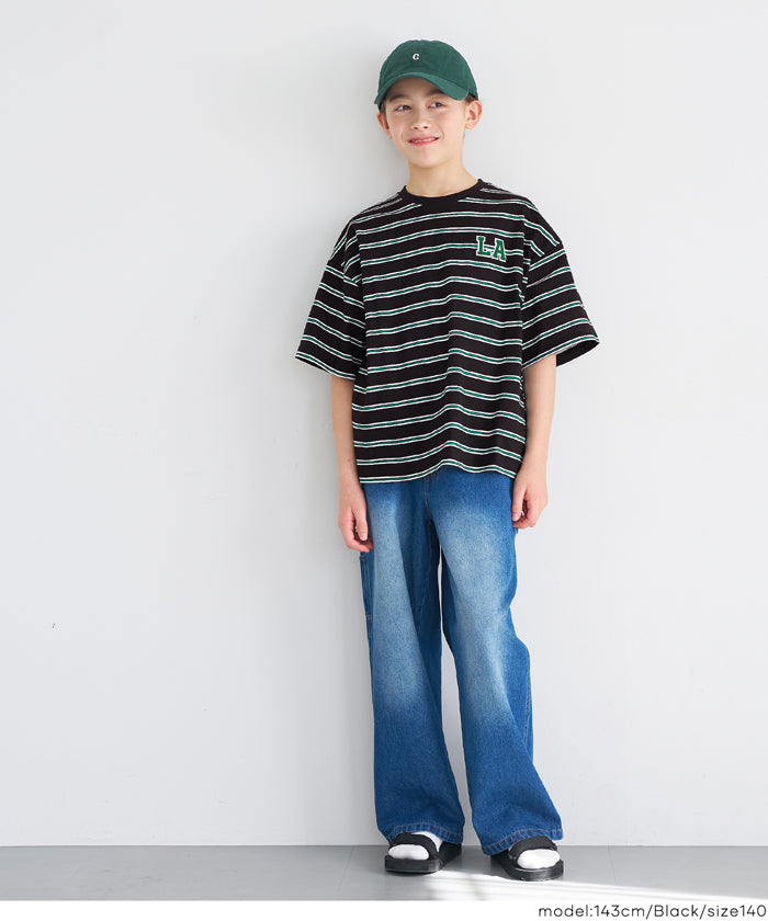 【サックス（48）】Coca-Cola マルチボーダーノースリーブTシャツ マルチボーダービッグTシャツ キッズ メール便不可 – coca公式ストア