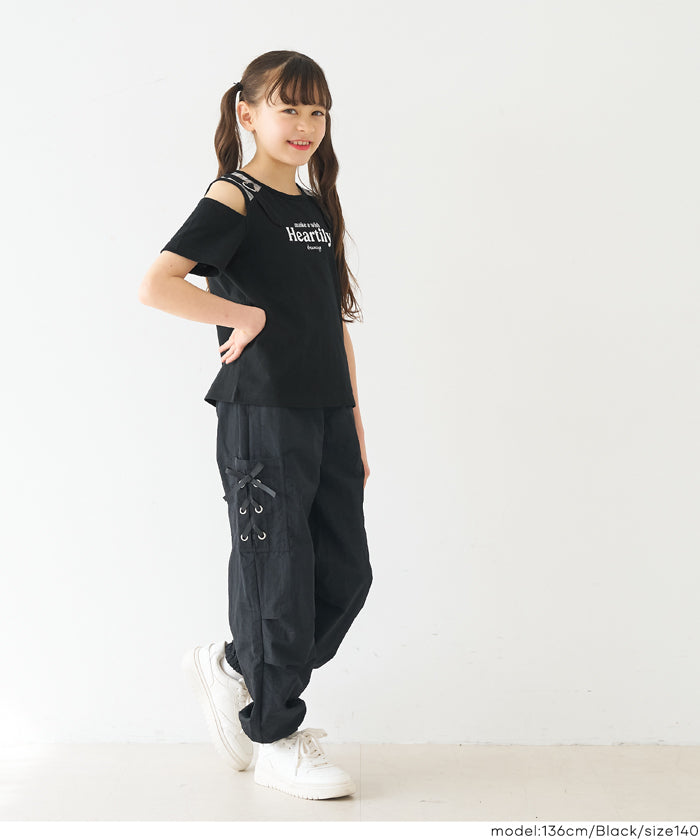 PINKO肩あきトップス セール☆1290円→990円 ハートバックル肩あきトップス キッズ メール便