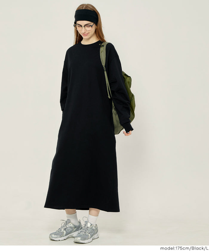 セール☆2990円→2490円 ミニ裏毛長袖スウェットワンピース レディース