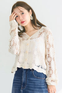 ロージーモンスター　かぎあみクロシェフラワーニット　ホワイト　美品 crochet tops – coca公式ストア